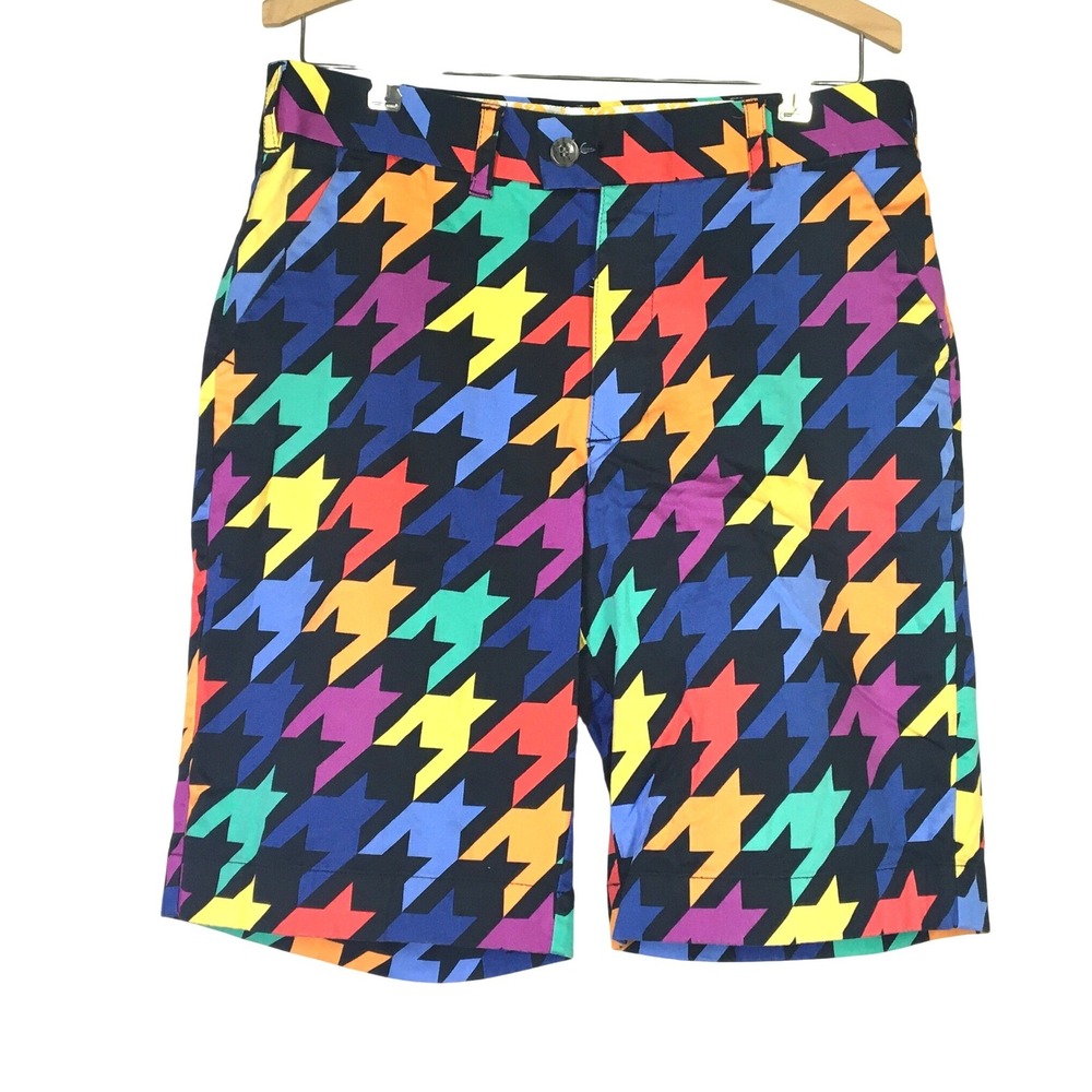 Loudmouth Rainbow Oversized Houndstooth Golf Shorts 32 Multicolor‎